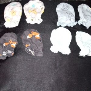 Assorted Baby Mittens Set - Black, White, Blue